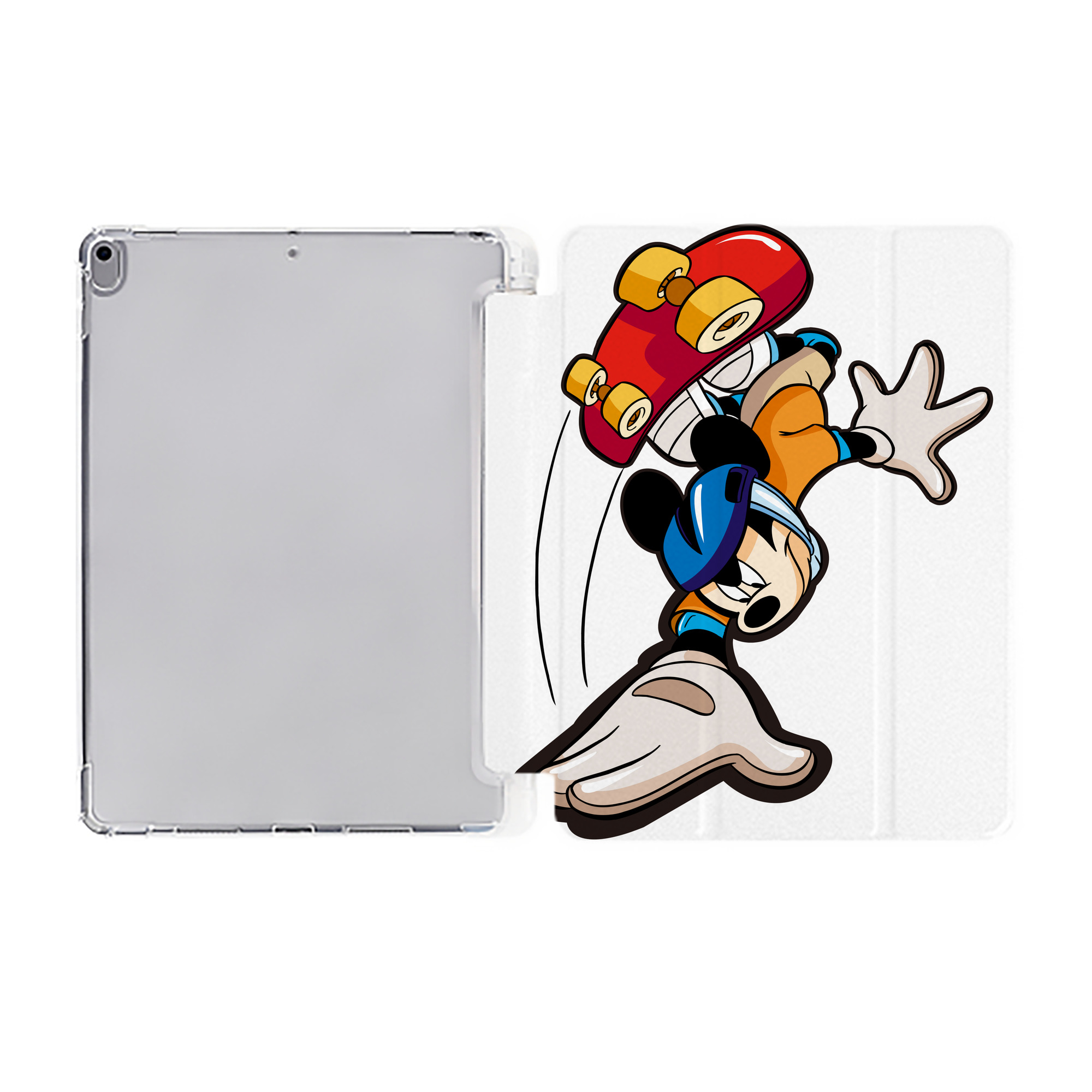 （画像用） ミッキーマウス Mickey Mouse IPad ケース ペン収納付き 三つ折りスタンド PUレザー×シリコン 対応機種9.5/10.5/10.9インチ
